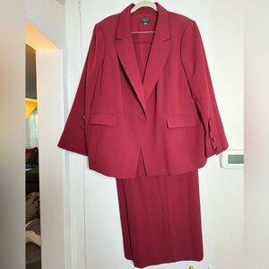 Tahari ASL Rich Burgandy Pant Suit Womens Size 24W